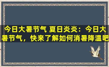 今日大暑节气 夏日炎炎：今日大暑节气，快来了解如何消暑降温吧！
